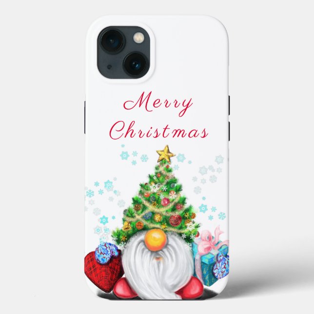 Coques Case-Mate iPhone Gnome avec sapin de Noël Casquette et cadeau pour  (Verso)