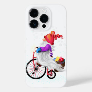 Coque Pour iPhone 14 Pro Gnome cadeau de Noël avec vélo et cadeaux