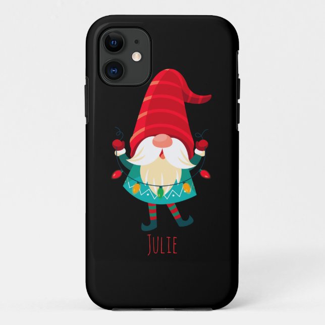 Coques Case-Mate iPhone Gnome de Noël avec lumières de Noël (Dos)