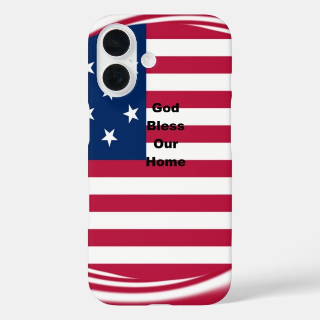 Coques Case-Mate iPhone God Bless Our Home : USA Flag Swirl Art (Verso)