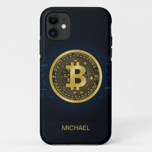 Case-Mate iPhone Case Gold Bitcoin Cryptomonnaie Nom personnalisé