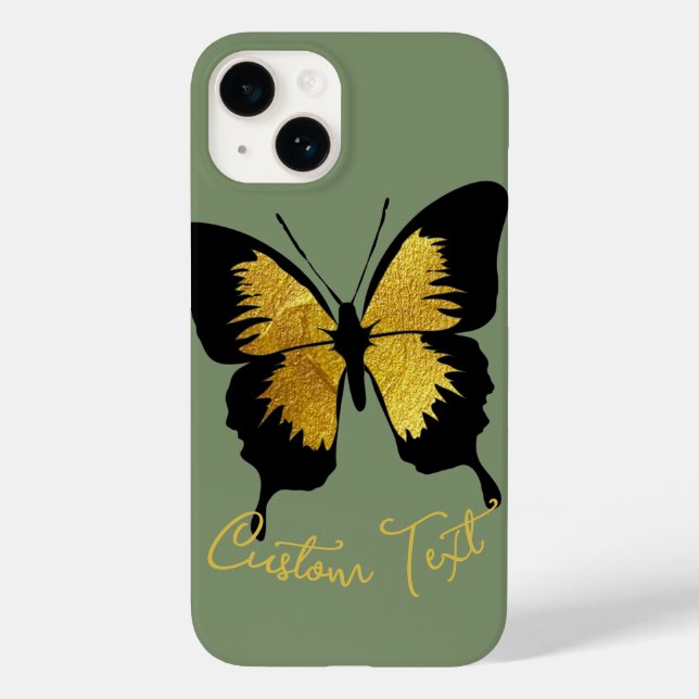 COQUES Case-Mate iPhone GOLD BLACK BETTERFLY PERSONNALISÉ SCRIPT TEXTE SAG (Verso)