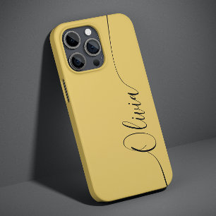 Coque Pour iPhone 14 Gold Black Elegant Calligraphie Nom du script