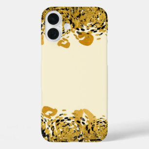 Coques iPhone 16 Plus Gold & Black Exotic Jungle Cheetah Glamor Crème
