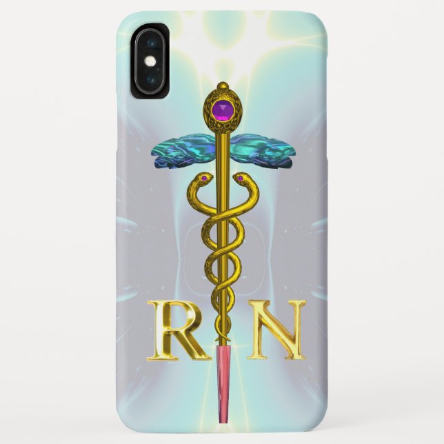Coques Case-Mate iPhone GOLD CADUCEUS SYMBOLE INFIRMIER INSCRIT Bleu clair (Dos)