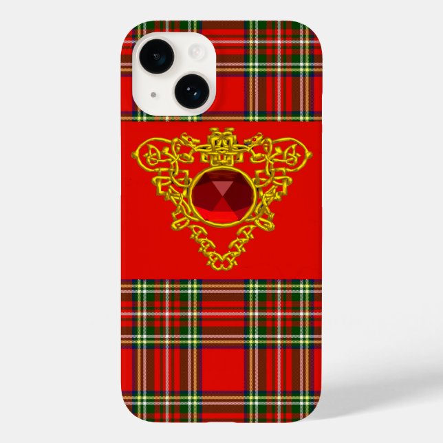 COQUES Case-Mate iPhone GOLD CELTIC COEUR, RUBY, ROUGE VERT ÉCOSSE TARTAN (Verso)