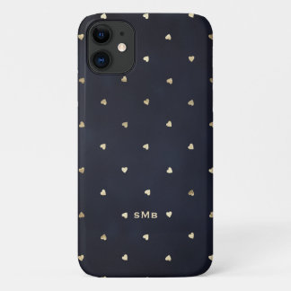 Case-Mate iPhone Case Gold Coeurs à huile Motif Marine Monogramme bleu