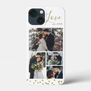 Case-Mate iPhone Case Gold Confetti Collage 4 photos Personnalisé