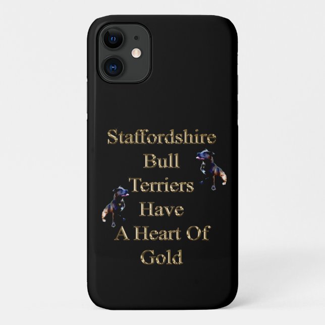 Coques Case-Mate iPhone Gold Design Staffordshire Bull Terrier (Dos)