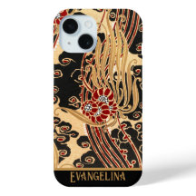 Gold et Black Floral Art Nouveau Imprimé