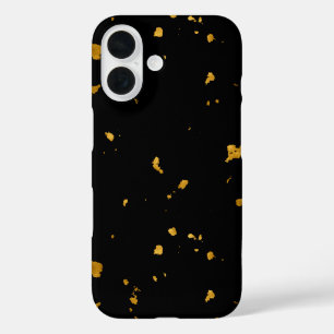 Coque Pour iPhone 16 Gold Flakes Noir