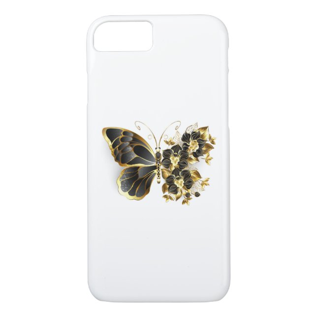 Coques Case-Mate iPhone Gold flower Butterfly with Black Orchid (Dos)