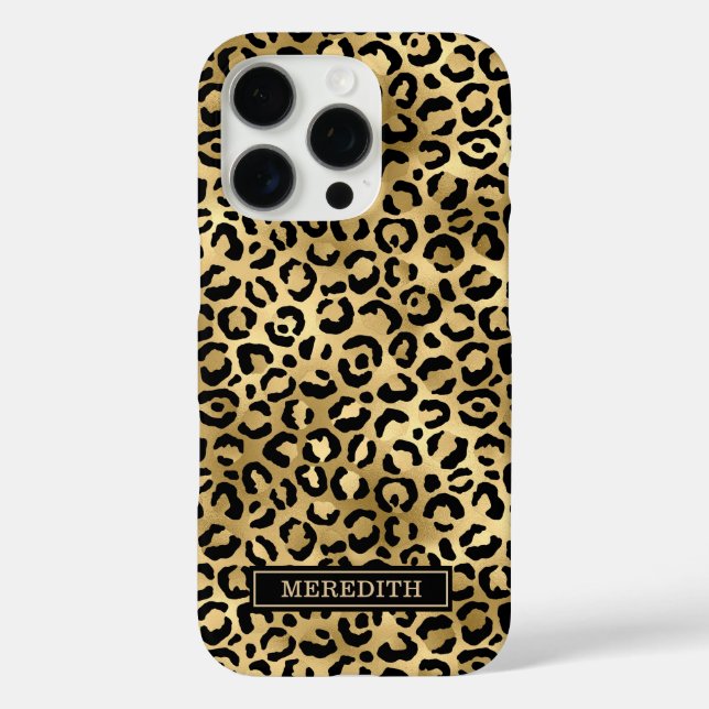 Coques Case-Mate iPhone Gold Foil Leopard Print Monogrammed (Verso)