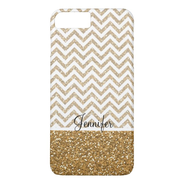Coques Case-Mate iPhone Gold Glam Faux Parties scintillant Chevron (Dos)