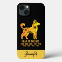 Gold Gradient Année Du Chien Zodiac Nom Noir