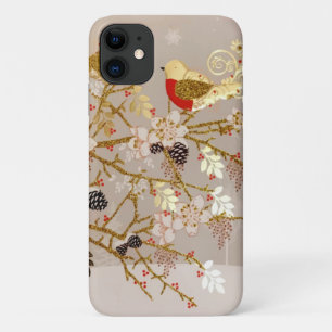 Case-Mate iPhone Case Gold hiver Oiseaux de neige Pays Noël