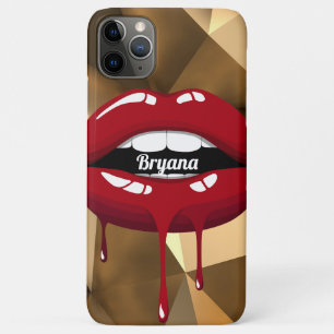 Case-Mate iPhone Case Gold Luxury Beauté Red Drip Lips