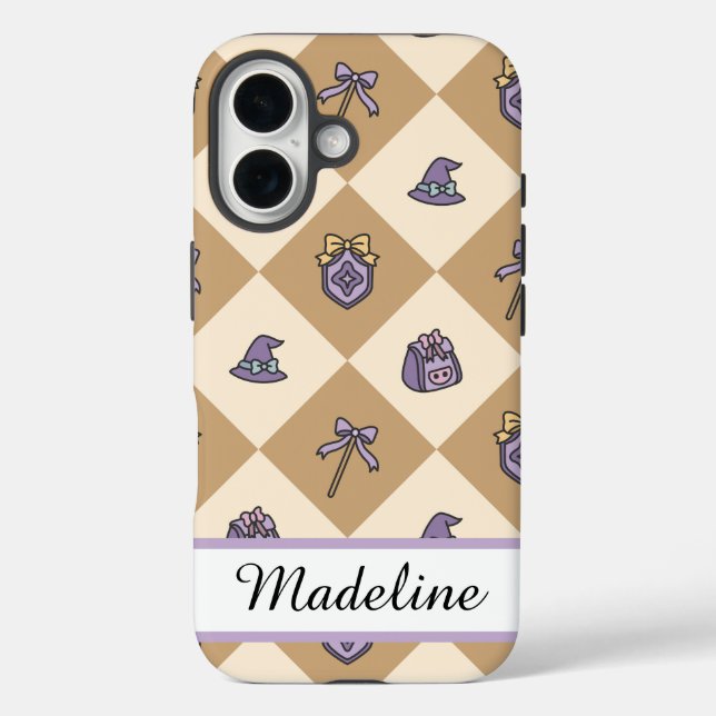Coques Case-Mate iPhone Gold Personalized Girly Checkered (Verso)