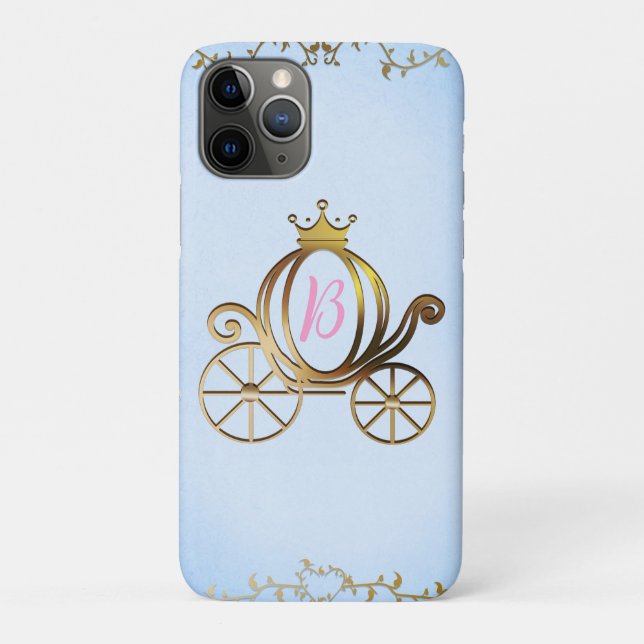 Coques Case-Mate iPhone Gold Princess Carriage Blue Storybook Personnalisé (Dos)