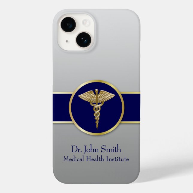Coques Case-Mate iPhone Gold Professional Caduceus Médicale Blue (Verso)