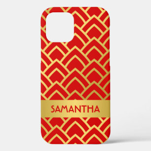 Case-Mate iPhone Case Gold Red Art Deco Nom géométrique personnalisé