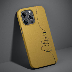Coque Pour iPhone 14 Gold Shimmer Élégant Calligraphie Nom du script