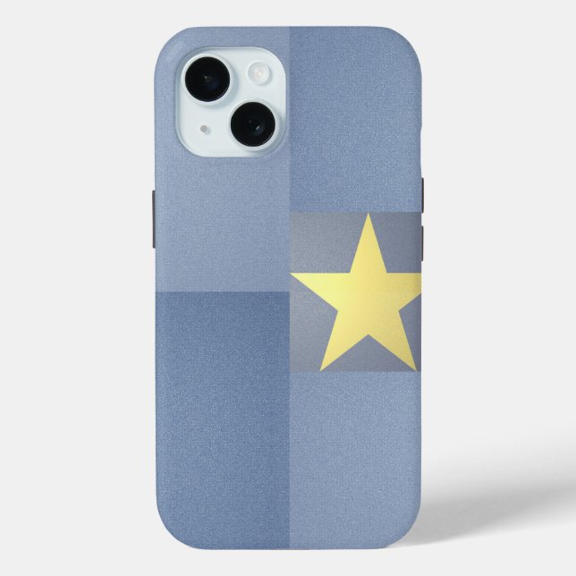 Coques Case-Mate iPhone Gold Star Excellence Élégant Carré bleu texturé (Verso)