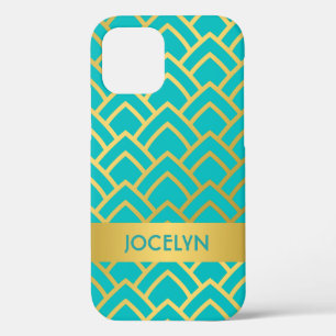 Case-Mate iPhone Case Gold Turquoise Art Déco géométrique Personnalisé