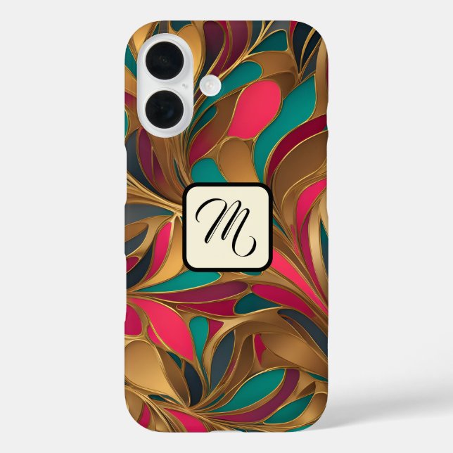 Coques Case-Mate iPhone Gold Turquoise et Ruby Splash (Verso)