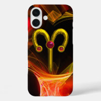 GOLD ZODIAC SIGNES ARIES, Rouges Jaunes Fractales