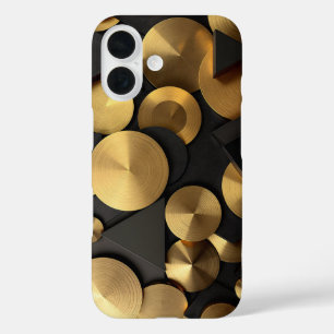 Coque Pour iPhone 16 Golden Geometry Luxury Abstrait