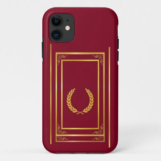 Case-Mate iPhone Case Golden Laurel dans cadre rectangulaire sur Brown