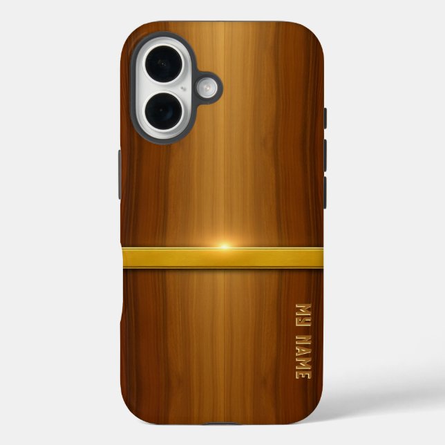 Coques Case-Mate iPhone Golden Line Luxury Wood (Verso)