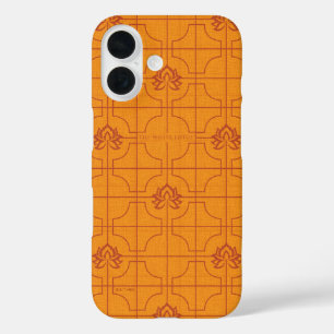 Coque Pour iPhone 16 Golden Lotus Grid Motif - Le Lotus Blanc
