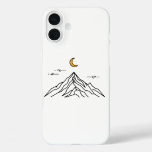 Coques iPhone 16 Plus “Golden Moon & Peaks” Minimalist