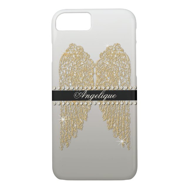 Coques Case-Mate iPhone Golden n Diamond Jewel Look Angel Ailes Bling (Dos)