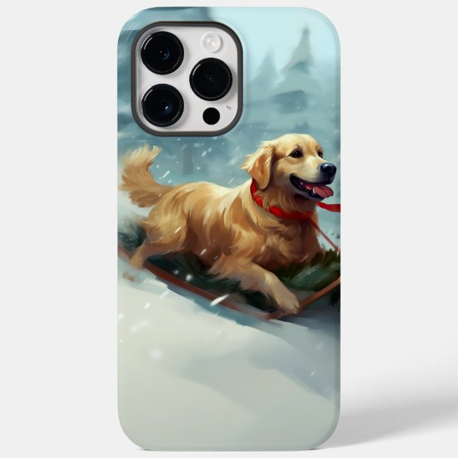 Coques Case-Mate iPhone Golden Retriers Noël neige hiver (Verso)
