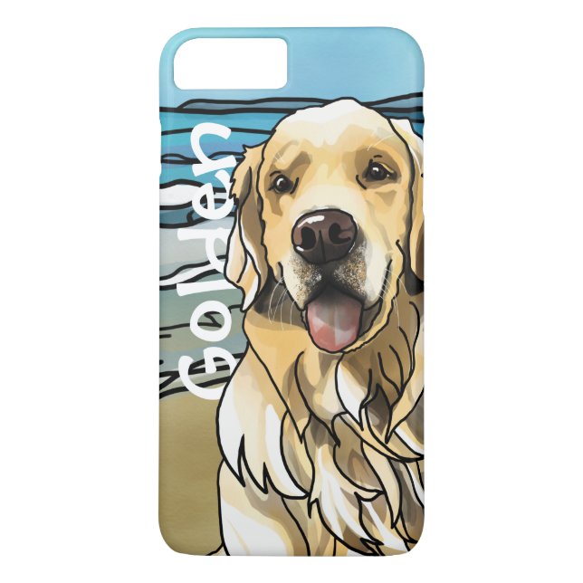 Coques Case-Mate iPhone Golden retriever à la plage (ajoutez le nom (Dos)