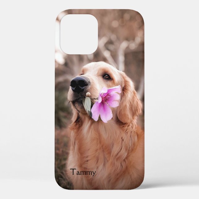 Coques Case-Mate iPhone Golden Retriever avec Flower Personnalisé (Verso)