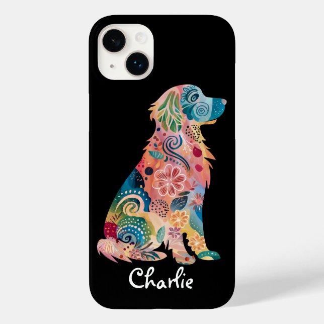 Coques Case-Mate iPhone Golden Retriever Chien animal de compagnie Fleurs  (Verso)