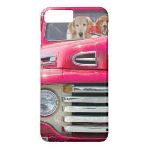 Coques Pour iPhone golden retriever dans camion rétro rouge