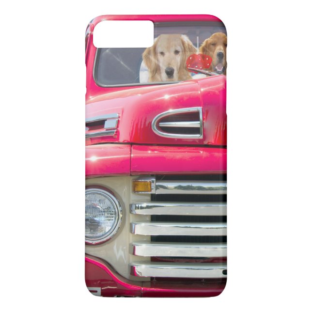 Coques Case-Mate iPhone golden retriever dans camion rétro rouge (Dos)