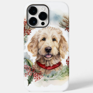 Coque Pour Pour iPhone 14 Pro Max Goldendoodle Christmas Wreath Festive Pup