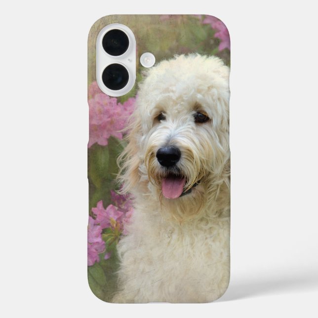 Coques Case-Mate iPhone Goldendoodle dans un jardin (Verso)