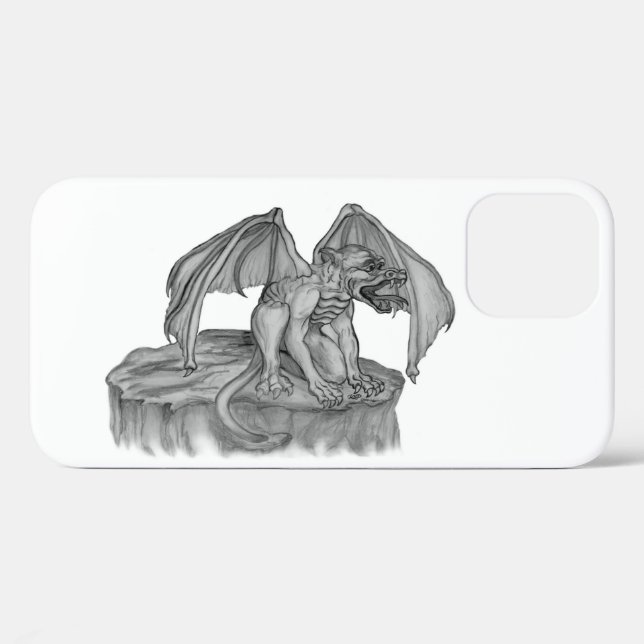 Coques Case-Mate iPhone Golem Gargoyle noir et blanc (Verso (horizontal))