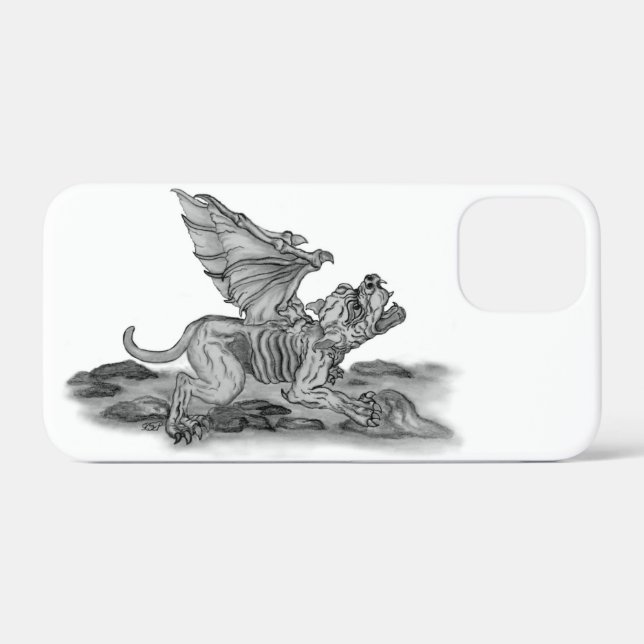 Coques Case-Mate iPhone Golem Gargoyle noir et blanc (Verso (horizontal))