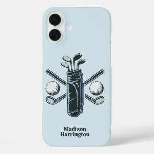 Coques iPhone 16 Plus Golf du texte et des couleurs personnalisés