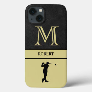 Case-Mate iPhone Case Golf Guy Black Leather Texogramme Nom