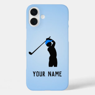 Coques iPhone 16 Plus Golfeur en Casquette mi-swing - ajouter un nom au