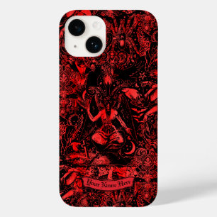 Coque Pour iPhone 14 Goth Baphomet Red Devil Satanic Grunge Gothique